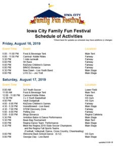 Family Fun Festival Schedule updated 8-8-19