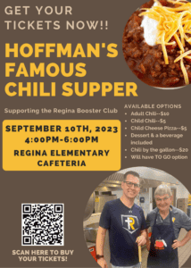 Flyer for Hoffman Chili Supper on 9-10-23